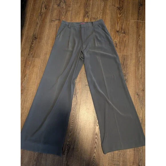 Alice + Olivia Womens Sz 8 Pants Olive Green Stretch Pleated Caree Trousers - Picture 2 of 11